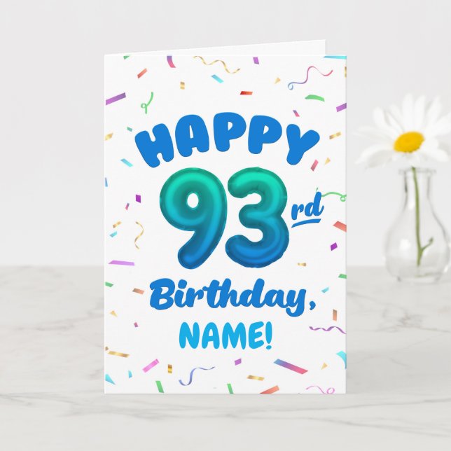 Tarjeta 93rd Balloon Number Custom Name Birthday Card (Planta pequeña)