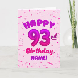 Tarjeta 93rd Balloon Number Custom Name Birthday Card