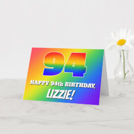 Tarjeta 94º cumpleaños: Patrón arcoiris multicolor # 94