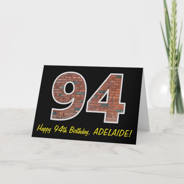 Tarjeta 94º cumpleaños - Patrón de pared de ladrillo "94"  (Anverso)