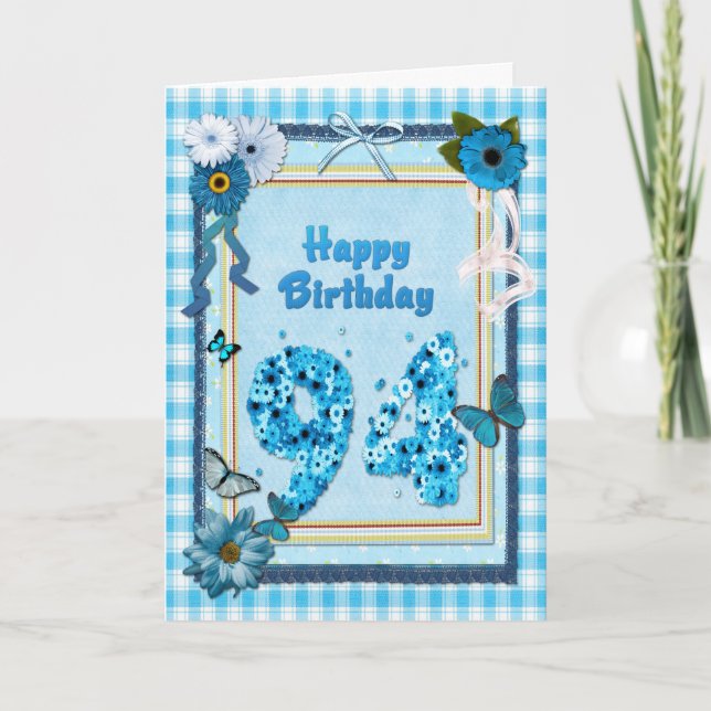 Tarjeta 94.º cumpleaños con un efecto scrapbook (Anverso)