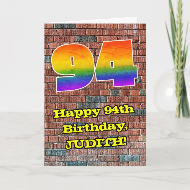 Tarjeta 94 Aniversario del nacimiento: Arcoiris 94 inspira (Anverso)