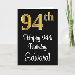 Tarjeta 94 Aniversario ~ Elegante Lujoso Faux Gold Look #