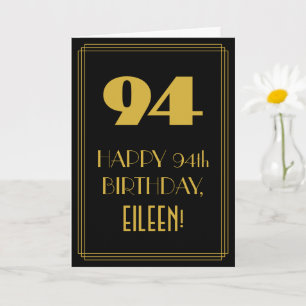 Tarjeta 94 cumpleaños ~ Art Deco Inspirado Aspecto "94" y