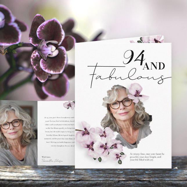 Tarjeta 94 & Fabulous Orchid Photo Birthday Greeting Card (Subido por el creador)