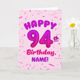 Tarjeta 94th Balloon Number Custom Name Birthday Card