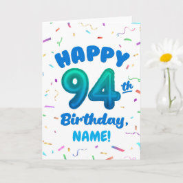 Tarjeta 94th Balloon Number Custom Name Birthday Card