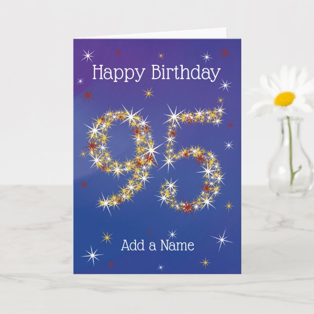 Tarjeta 95º cumpleaños - 95 en estrellas - azul - 95 años (Planta pequeña)
