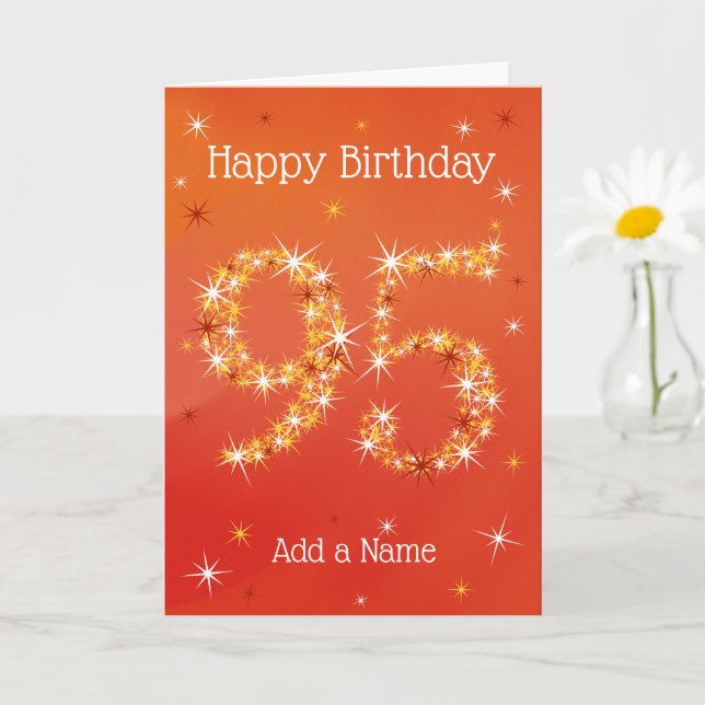 Tarjeta 95º cumpleaños - 95 en estrellas - rojo - 95 años (Planta pequeña)
