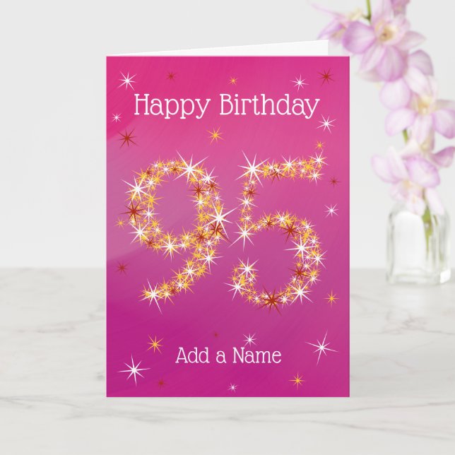 Tarjeta 95º cumpleaños - 95 en estrellas - rosa - 95 años (Orquídea)