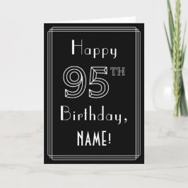 Tarjeta 95º cumpleaños: Art Deco Style # 95 y nombre perso
