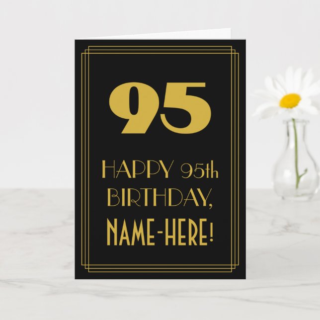 Tarjeta 95º cumpleaños - Aspecto inspirado en el Art Deco  (Planta pequeña)
