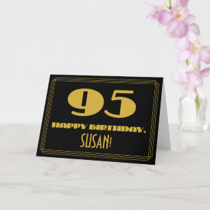 Tarjeta 95º cumpleaños: Nombre + Art Deco Inspirado Aspect