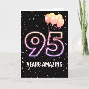 Tarjeta 95.º Balón de cumpleaños y Confetti
