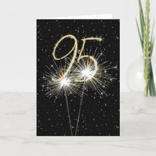 Tarjeta 95.º cumpleaños Sparkler sobre negro