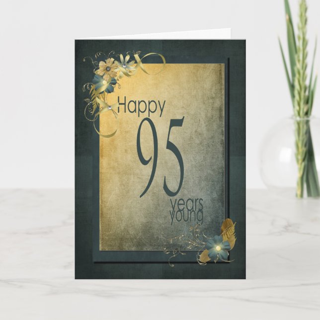 Tarjeta 95.º marco vintage de cumpleaños (Anverso)