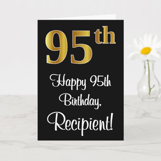 Tarjeta 95 Aniversario ~ Elegante Lujoso Faux Gold Look # (Planta pequeña)