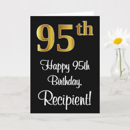 Tarjeta 95 Aniversario ~ Elegante Lujoso Faux Gold Look #