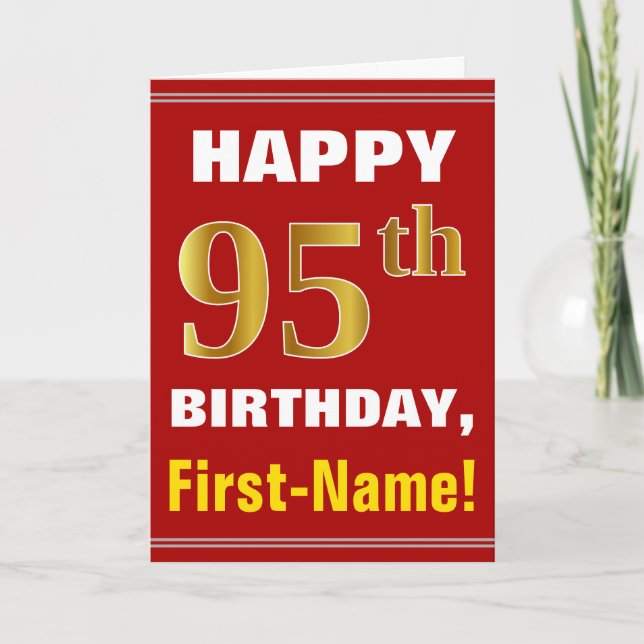 Tarjeta 95.o cumpleaños del oro intrépido, rojo, falso con (Anverso)