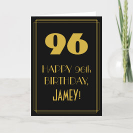 Tarjeta 96º cumpleaños ~ Art Deco Inspirado Aspecto "96" y