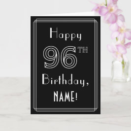 Tarjeta 96º cumpleaños: Art Deco Style # 96 y nombre perso