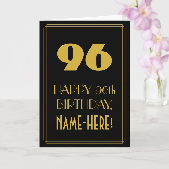 Tarjeta 96º cumpleaños - Aspecto inspirado en el Art Deco  (Orquídea)