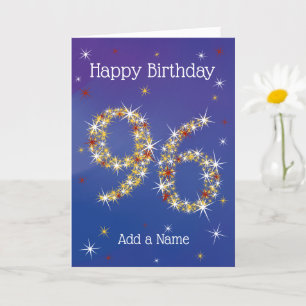 Tarjeta 96º cumpleaños - Números de estrellas - Azul - 96 