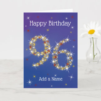 Tarjeta 96º cumpleaños - Números de estrellas - Azul - 96 