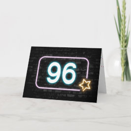 Tarjeta 96.º cumpleaños Rótulo neón en la pared de ladrill