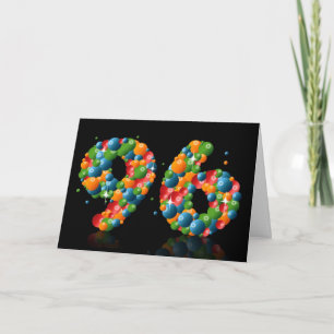 Tarjeta 96° cumpleaños con números formados de bolas