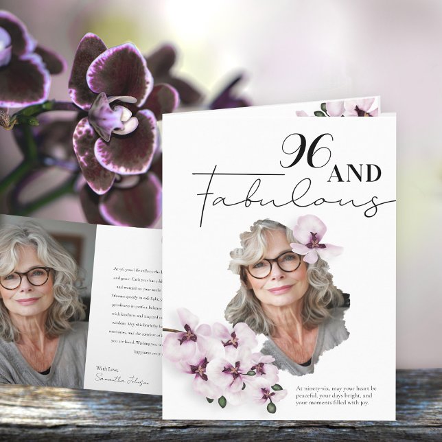 Tarjeta 96 & Fabulous Orchid Photo Birthday Greeting Card (Subido por el creador)