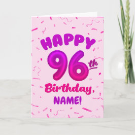 Tarjeta 96th Balloon Number Custom Name Birthday Card