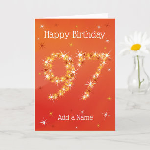 Tarjeta 97º cumpleaños - Número de estrella - rojo - Tarje