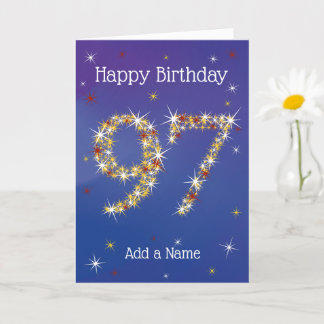 Tarjeta 97º cumpleaños - Números de estrellas - Azul - 97 