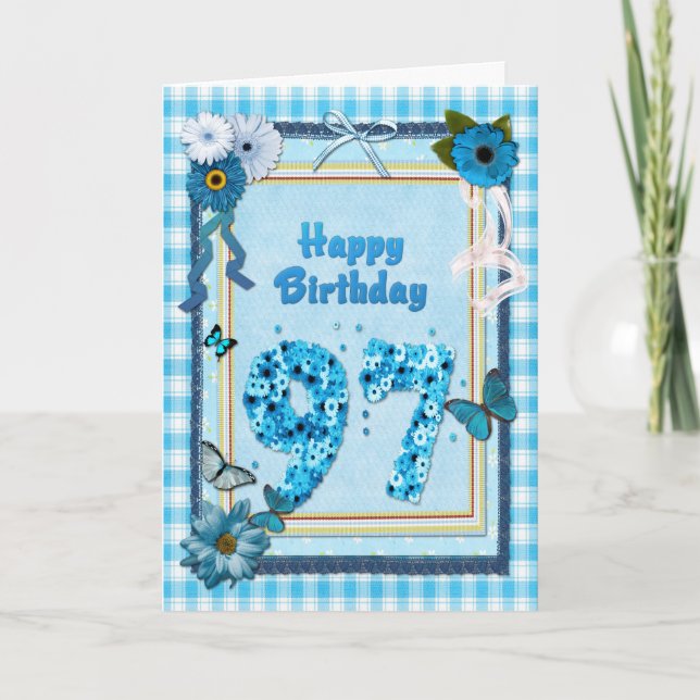Tarjeta 97.º cumpleaños con un efecto scrapbook (Anverso)