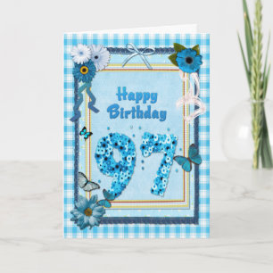 Tarjeta 97.º cumpleaños con un efecto scrapbook