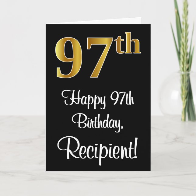 Tarjeta 97 Aniversario ~ Elegante Lujoso Faux Gold Look # (Anverso)