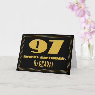Tarjeta 97 Aniversario: Nombre + Art Deco Inspirado Aspect