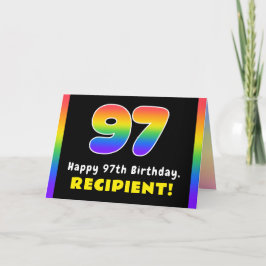Tarjeta 97 cumpleaños: arcoiris colorido # 97, nombre pers