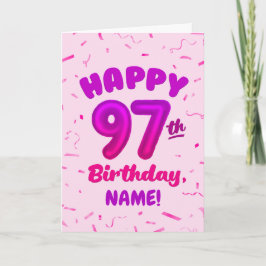 Tarjeta 97th Balloon Number Custom Name Birthday Card