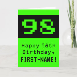 Tarjeta 98º cumpleaños: Nerdy / Geeky Style "98" y nombre