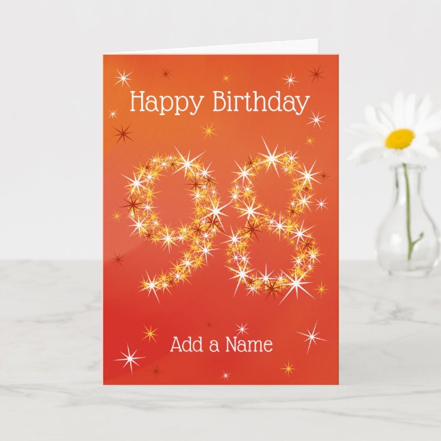 Tarjeta 98º cumpleaños - Números de estrella - rojo - Tarj (Planta pequeña)