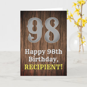 Tarjeta 98.º cumpleaños: Country Western Inspired Look, No
