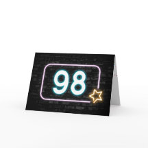 98.º cumpleaños Rótulo neón en la pared de ladrill