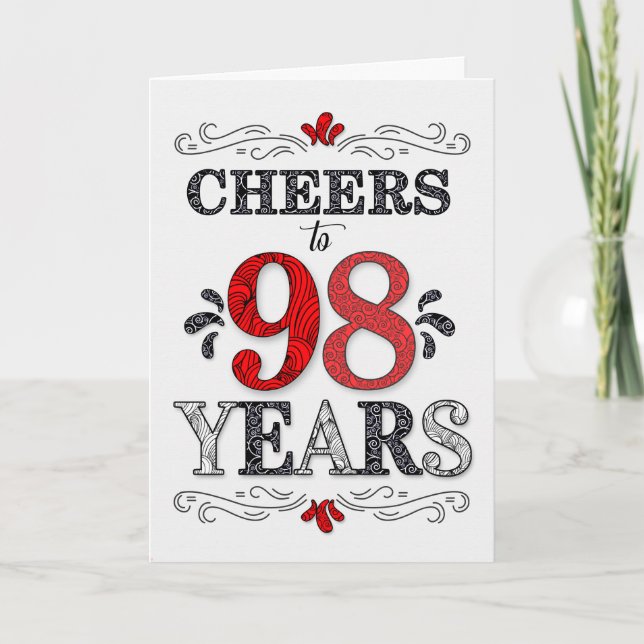 Tarjeta 98 Alegres de cumpleaños en el patrón negro blanco (Anverso)