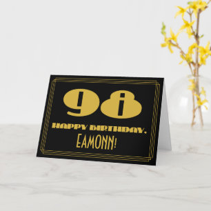 Tarjeta 98 Aniversario: Nombre + Art Deco Inspirado Aspect