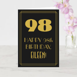 Tarjeta 98 cumpleaños ~ Art Deco Inspirado Aspecto "98" y 