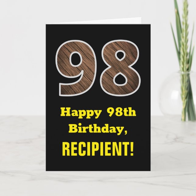 Tarjeta 98 Cumpleaños: Nombre, Patrón de "98" con imitacio (Anverso)