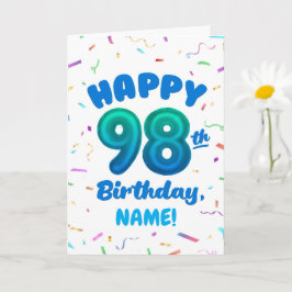 Tarjeta 98th Balloon Number Custom Name Birthday Card