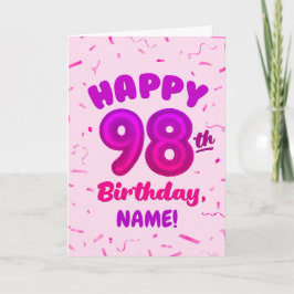 Tarjeta 98th Balloon Number Custom Name Birthday Card